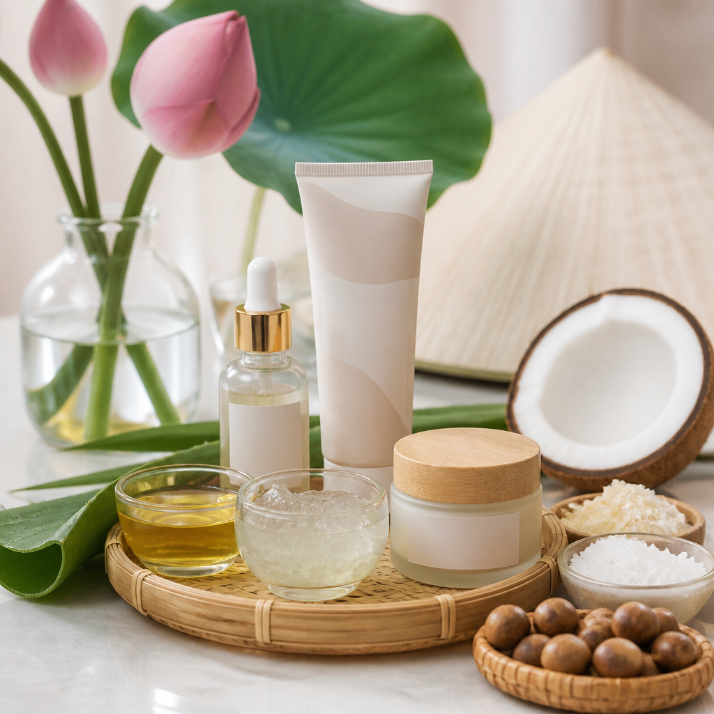 Kiểm tra thành phần mỹ phẩm trên nhãn sản phẩm.