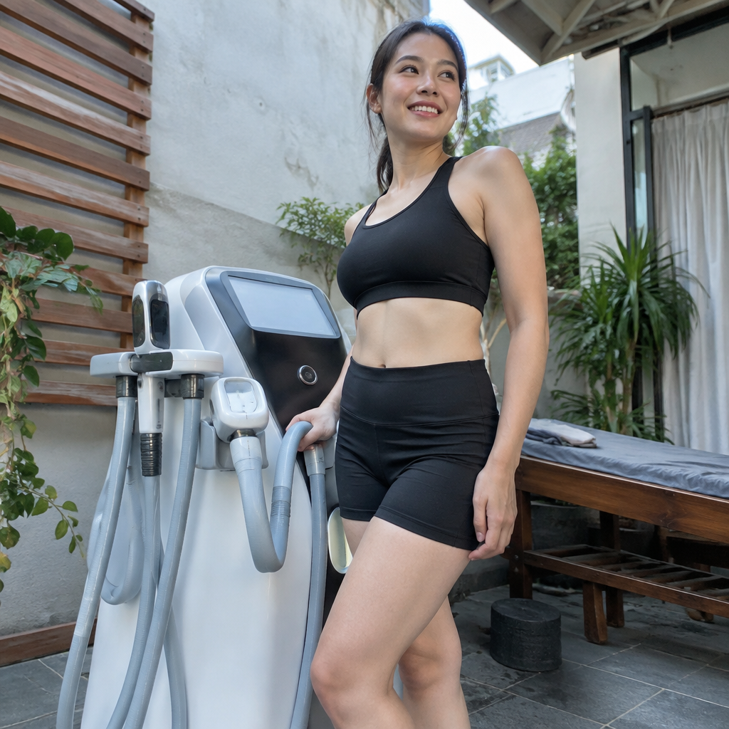 Máy công nghệ cao đang thực hiện liệu trình giảm béo tại spa
