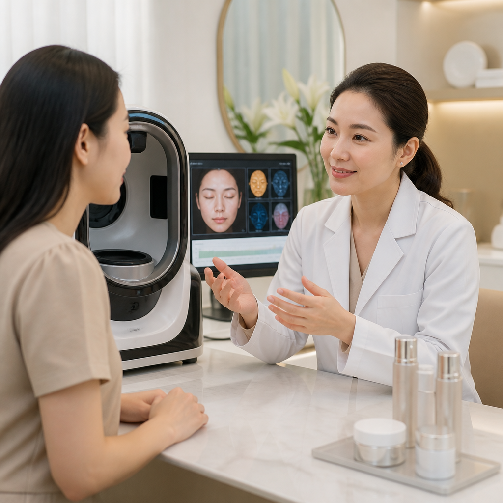 Người phụ nữ đặt câu hỏi về công nghệ chẩn đoán da bằng AI