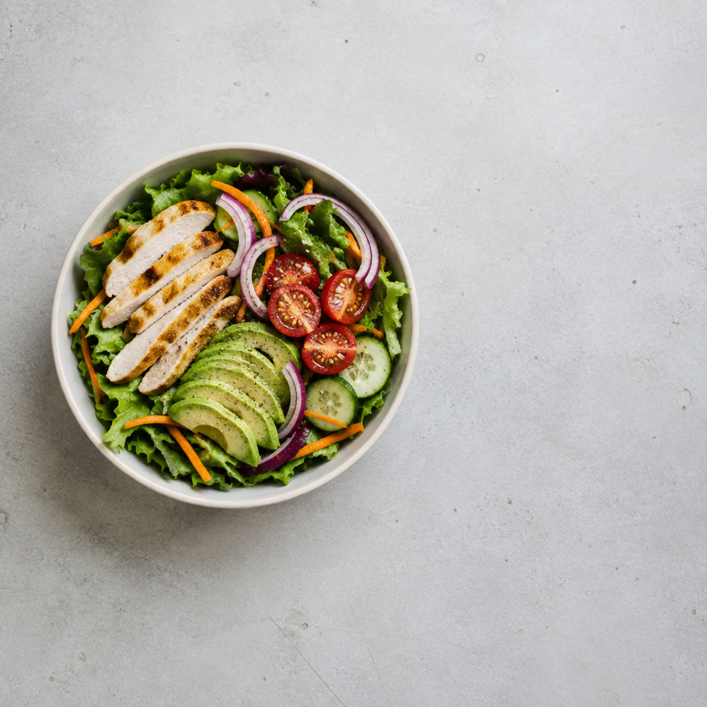 Bữa ăn salad rau củ quả tươi ngon, lành mạnh